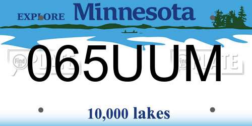 065UUM Minnesota License Plate