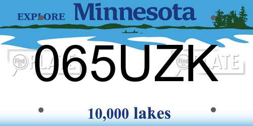 065UZK Minnesota License Plate