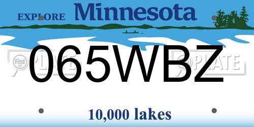 065WBZ Minnesota License Plate