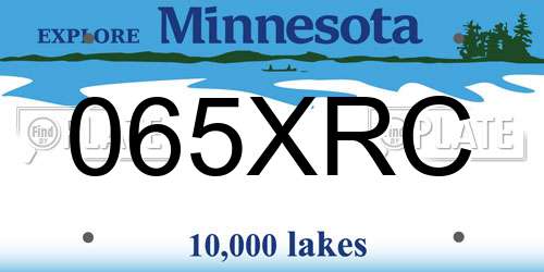 065XRC Minnesota License Plate