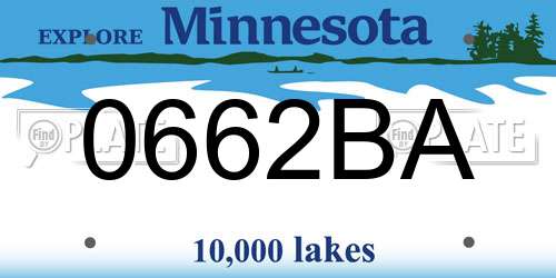 0662BA Minnesota License Plate