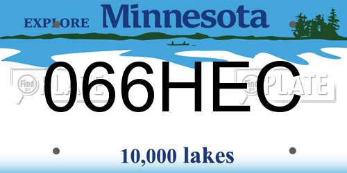 066HEC Minnesota License Plate