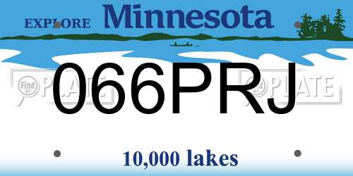 066PRJ Minnesota License Plate