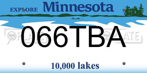 066TBA Minnesota License Plate