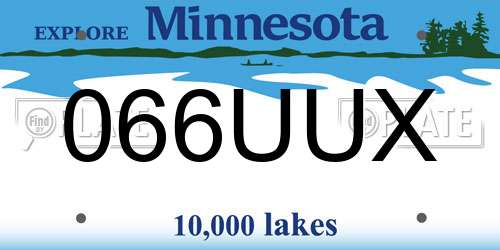066UUX Minnesota License Plate