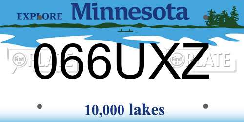 066UXZ Minnesota License Plate