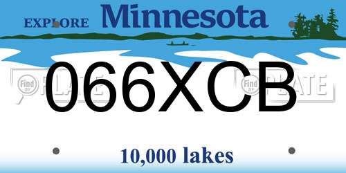066XCB Minnesota License Plate
