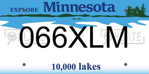 066XLM Minnesota License Plate