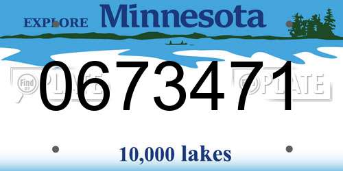 0673471 Minnesota License Plate