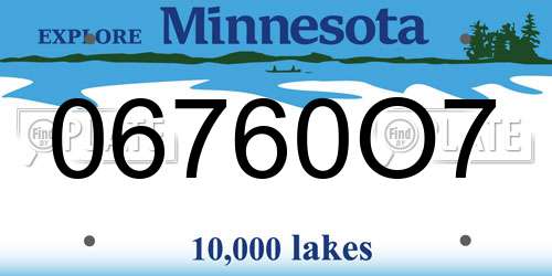 06760O7 Minnesota License Plate