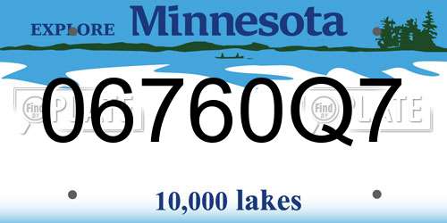 06760Q7 Minnesota License Plate