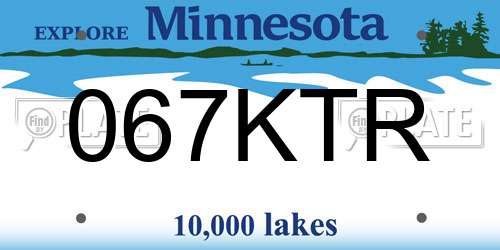 067KTR Minnesota License Plate