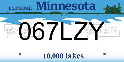 067LZY Minnesota License Plate