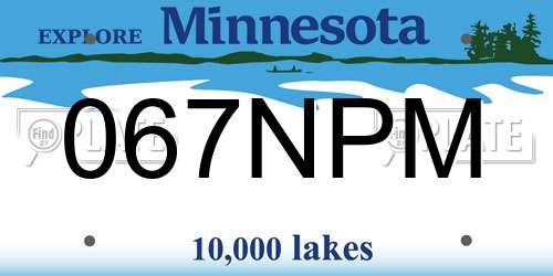 067NPM Minnesota License Plate