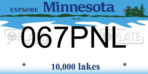 067PNL Minnesota License Plate