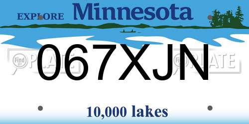 067XJN Minnesota License Plate