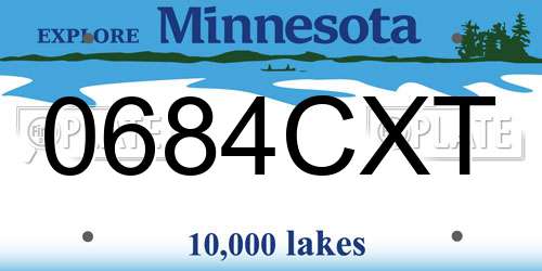 0684CXT Minnesota License Plate