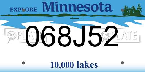 068J52 Minnesota License Plate