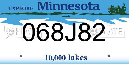 068J82 Minnesota License Plate