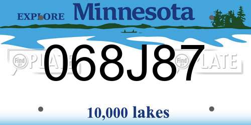 068J87 Minnesota License Plate
