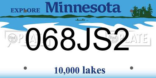 068JS2 Minnesota License Plate