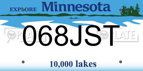 068JST Minnesota License Plate
