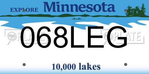 068LEG Minnesota License Plate
