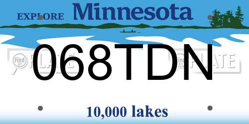 068TDN Minnesota License Plate