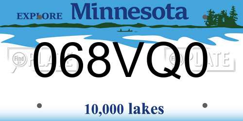 068VQ0 Minnesota License Plate