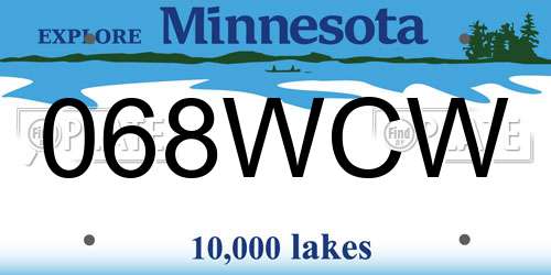 068WCW Minnesota License Plate