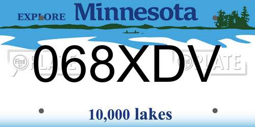 068XDV Minnesota License Plate