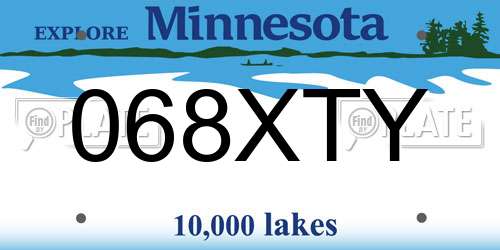 068XTY Minnesota License Plate