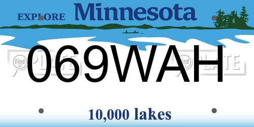 069WAH Minnesota License Plate