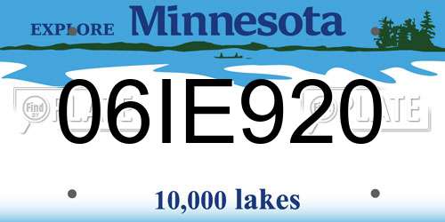 06IE920 Minnesota License Plate