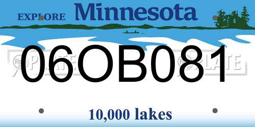 06OB081 Minnesota License Plate