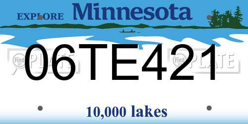 06TE421 Minnesota License Plate