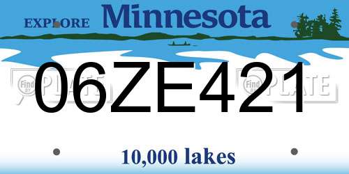06ZE421 Minnesota License Plate