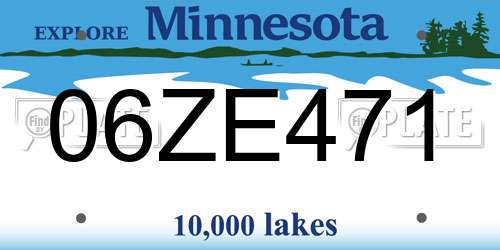 06ZE471 Minnesota License Plate