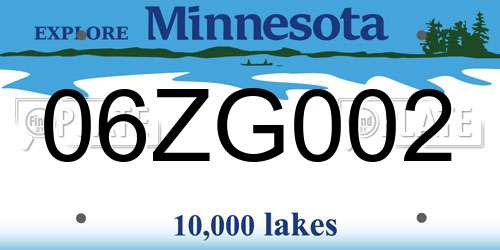 06ZG002 Minnesota License Plate