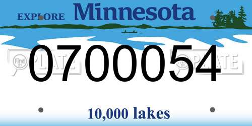 0700054 Minnesota License Plate