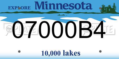 07000B4 Minnesota License Plate