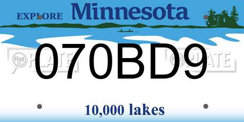 070BD9 Minnesota License Plate
