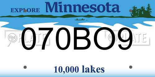 070BO9 Minnesota License Plate