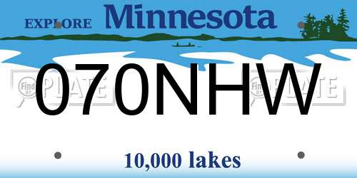 070NHW Minnesota License Plate