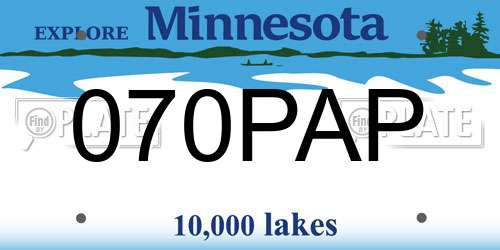 070PAP Minnesota License Plate