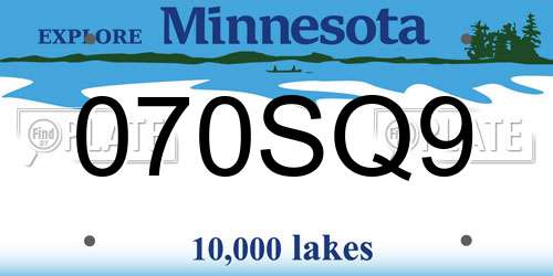 070SQ9 Minnesota License Plate