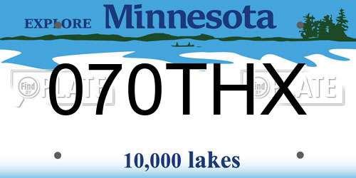 070THX Minnesota License Plate