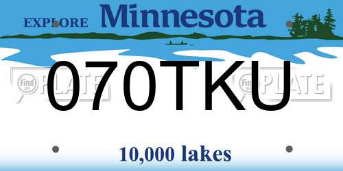 070TKU Minnesota License Plate
