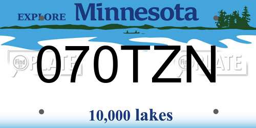 070TZN Minnesota License Plate