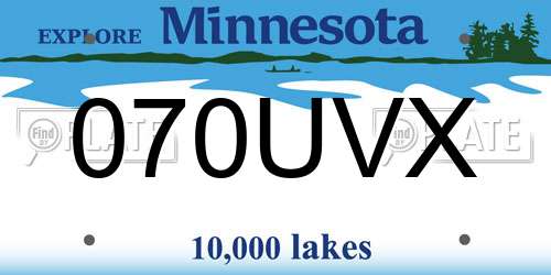 070UVX Minnesota License Plate